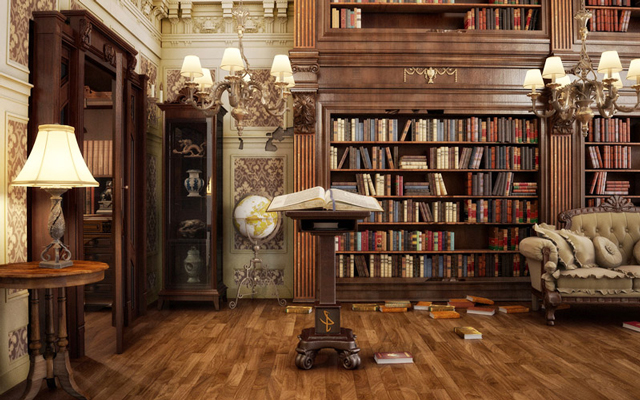 Наличие в доме библиотеки, большого количества полок и стеллажей, обильно заставленных книгами, является обязательным для викторианского интерьера