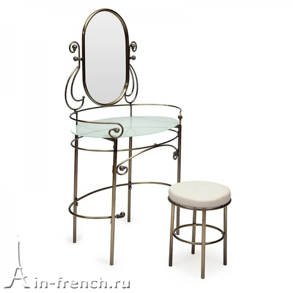Акции Столик туалетный ALBERT (столик/зеркало + пуф) Английская в стиле Прованс за 26 810 руб.